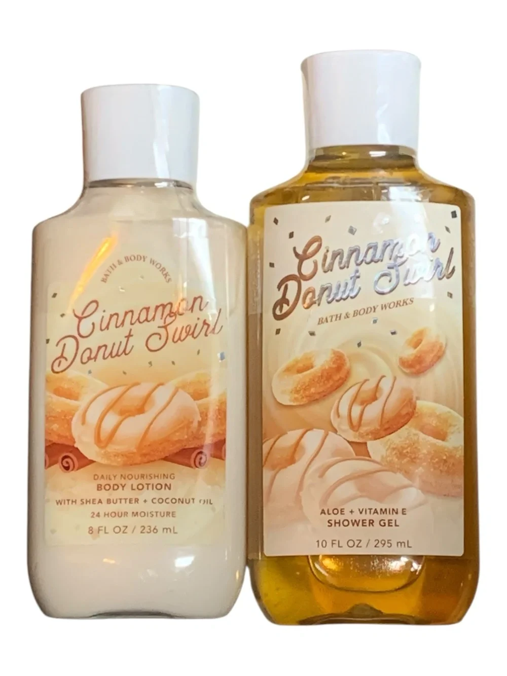 Bath & Body Works Cinnamon Donut Swirl Set Body Lotion 8oz Shower Gel 10oz New